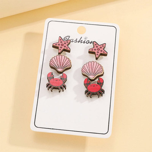 3 Pairs of Clam Crab Star Earrings丨Lemonschunks