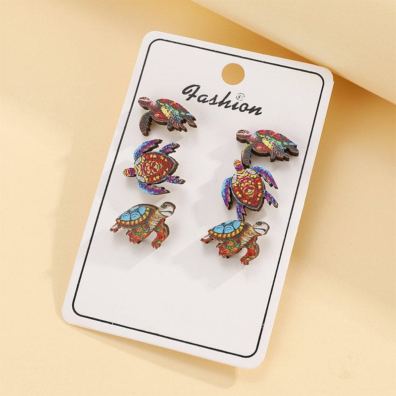 3 Pairs of Sea Turtle Earrings丨Lemonschunks