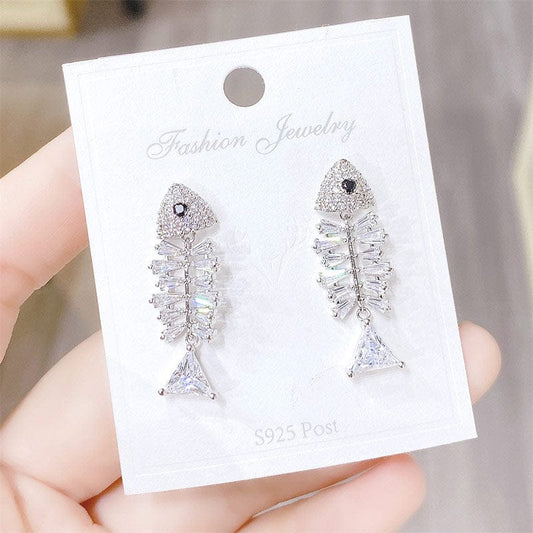 Sterling Silver Fishbone Earrings丨Lemonschunks
