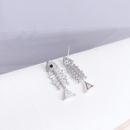 Sterling Silver Fishbone Earrings丨Lemonschunks