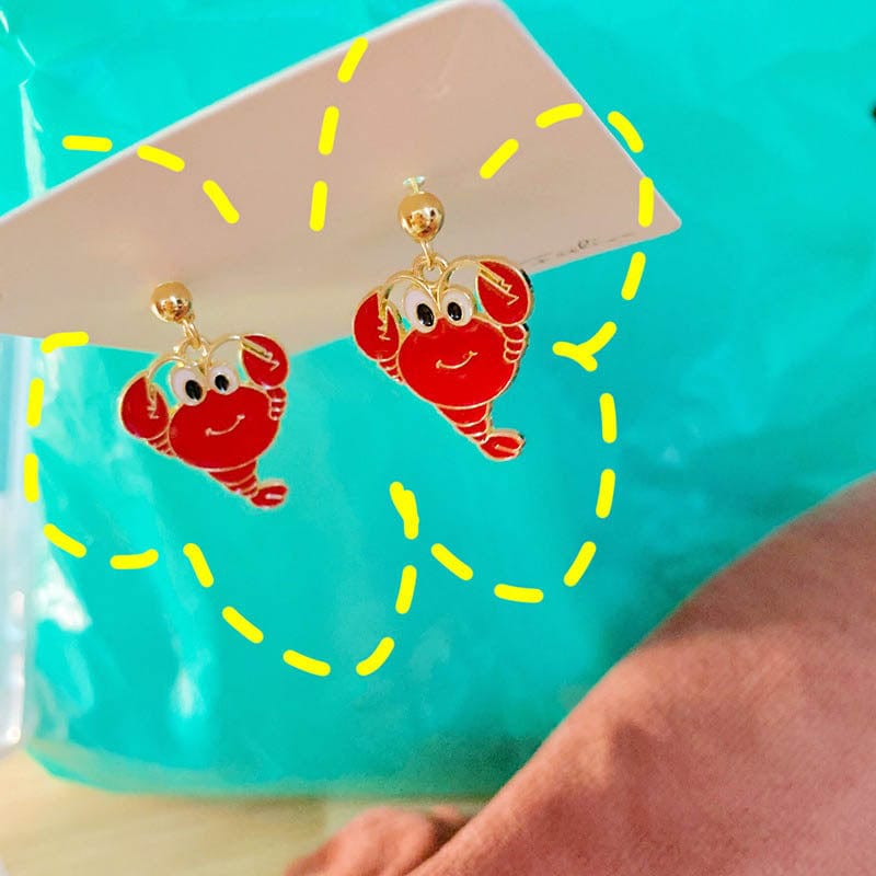 Red Crayfish Earrings
