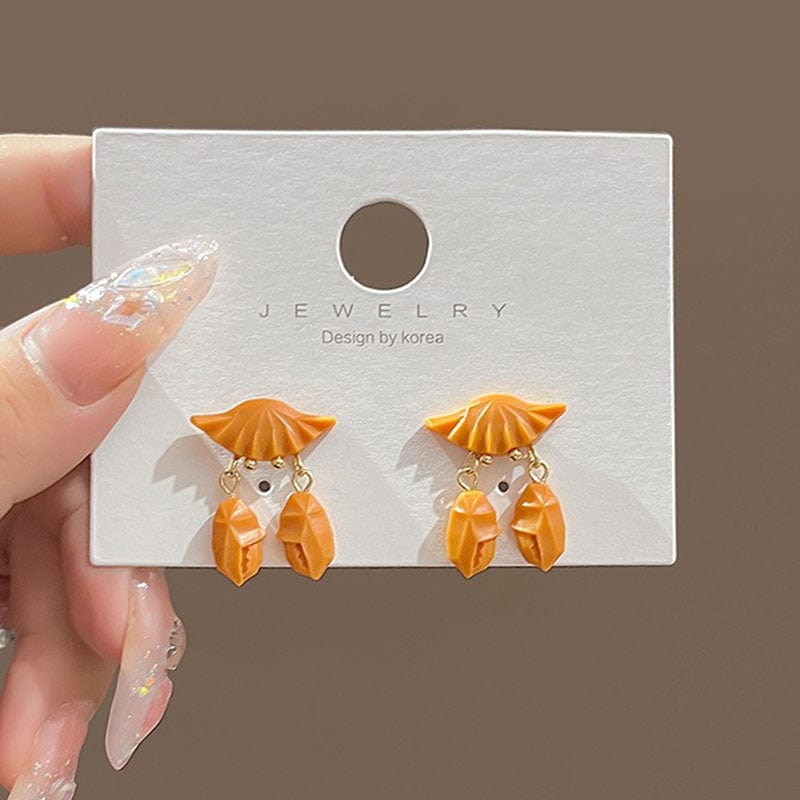 Orange True Crabs Earrings