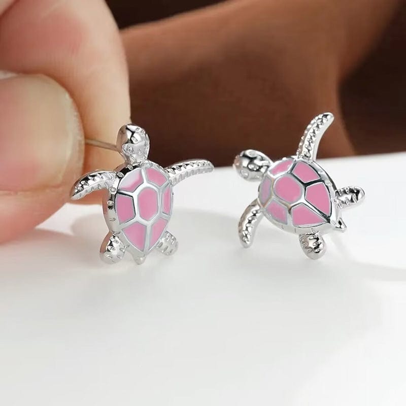 Pink Turtle Earrings