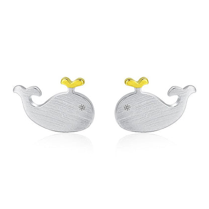 Silver Whale Earrings
