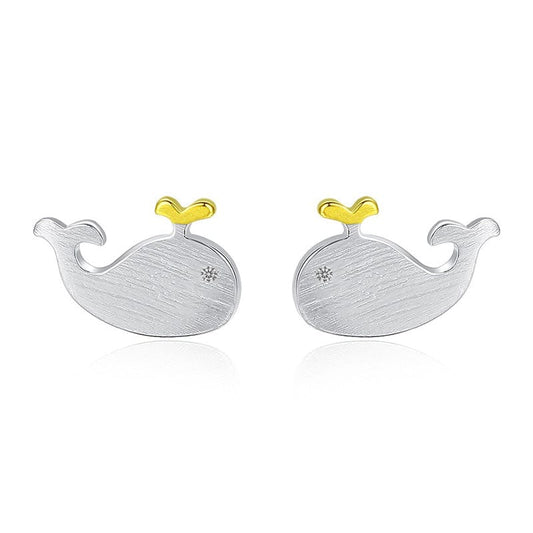 Silver Whale Earrings