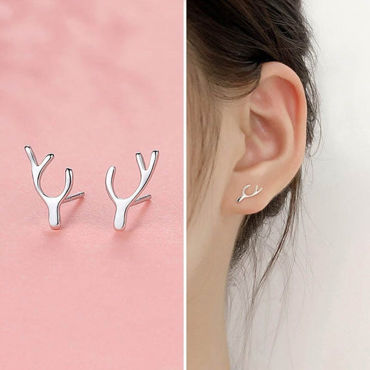 Silver Antler Earrings