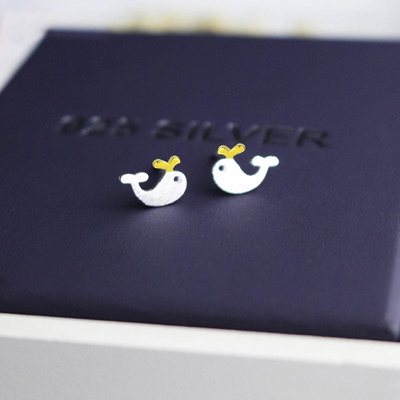 Silver Whale Earrings