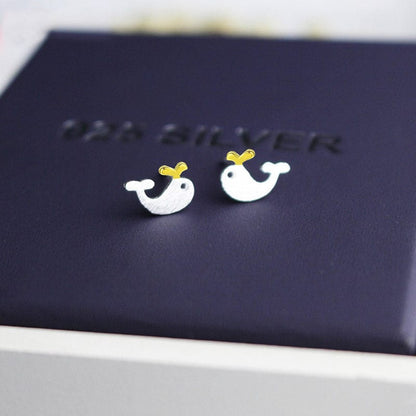 Silver Whale Earrings