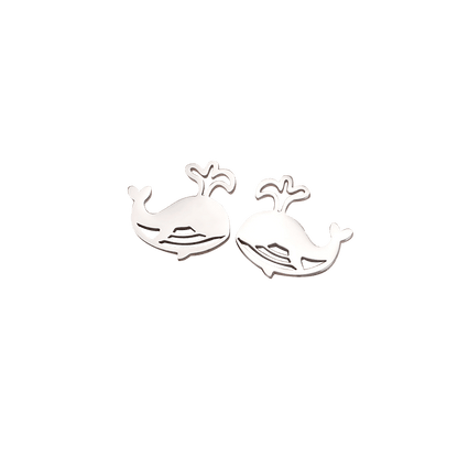Silver Whale Earrings