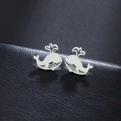Silver Whale Earrings