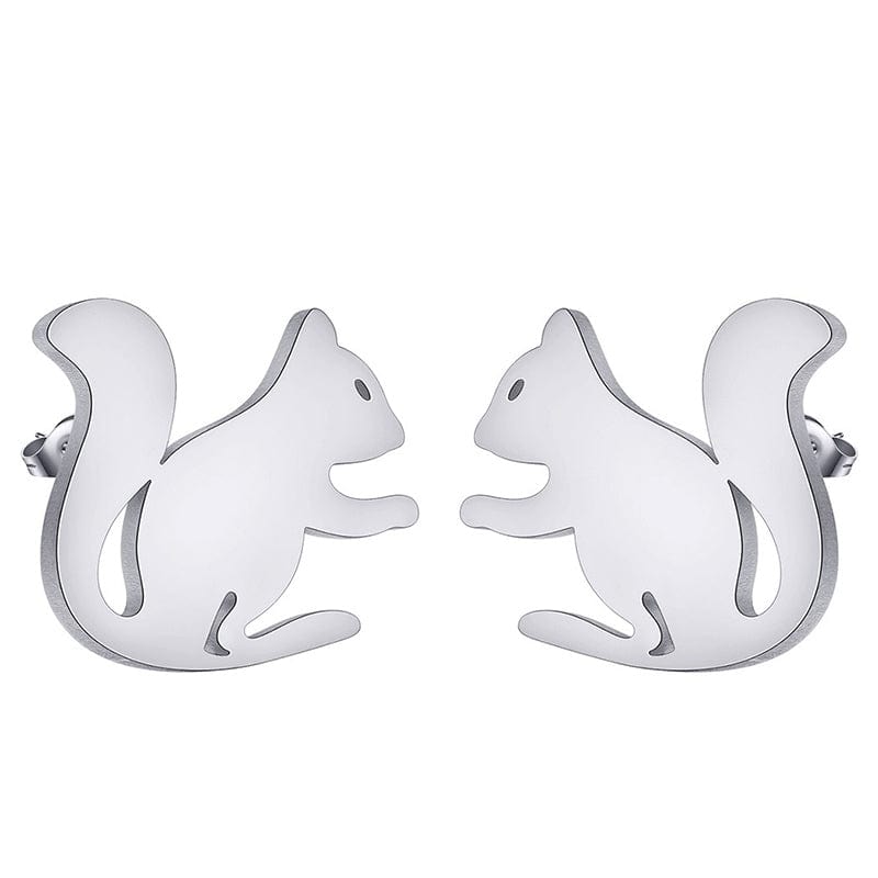 Steel Color Squirrel Earrings