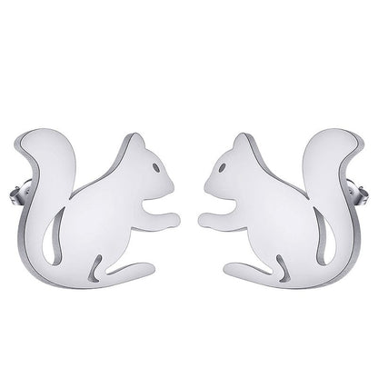 Steel Color Squirrel Earrings