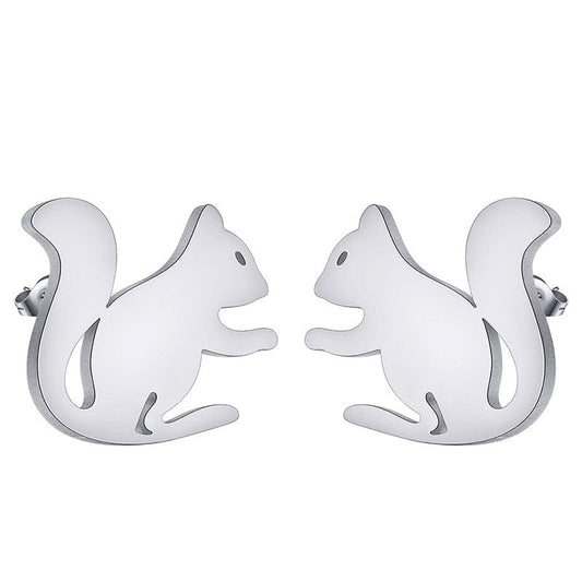 Steel Color Squirrel Earrings