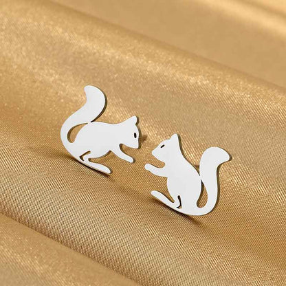 Steel Color Squirrel Earrings