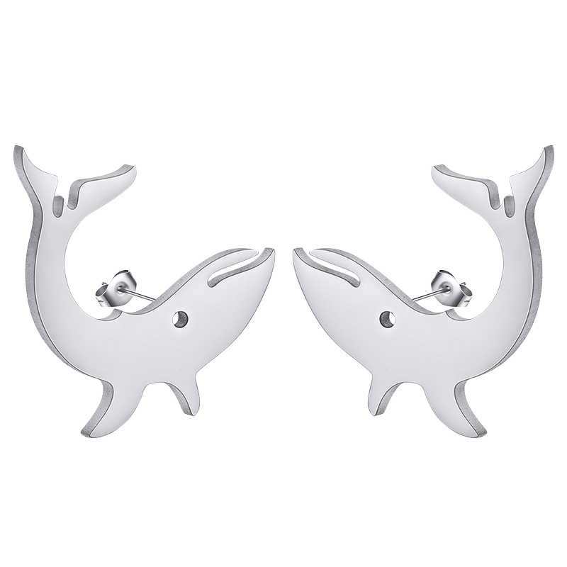 Steel Color Shark Earrings