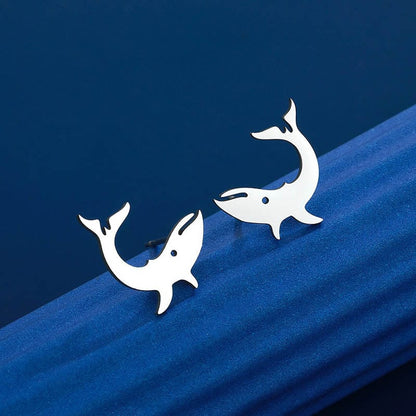 Steel Color Shark Earrings