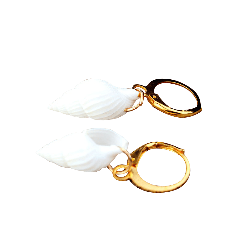 White Spiral Shell Earrings