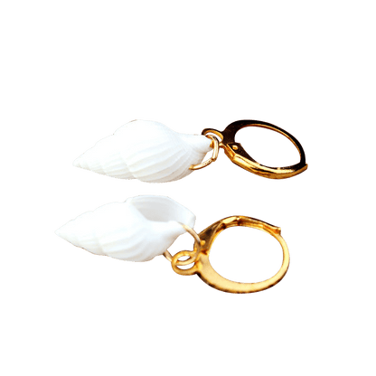 White Spiral Shell Earrings