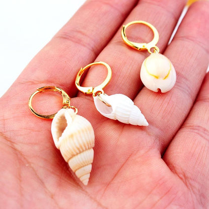 White Spiral Shell Earrings