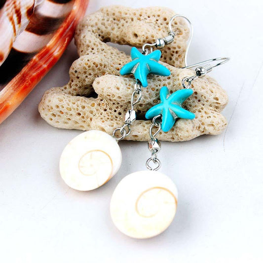 Blue Star Conch Earrings