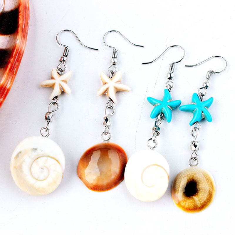 Blue Star Conch Earrings
