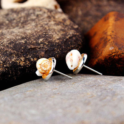 Sliver Flower Pointed Conch Earrings