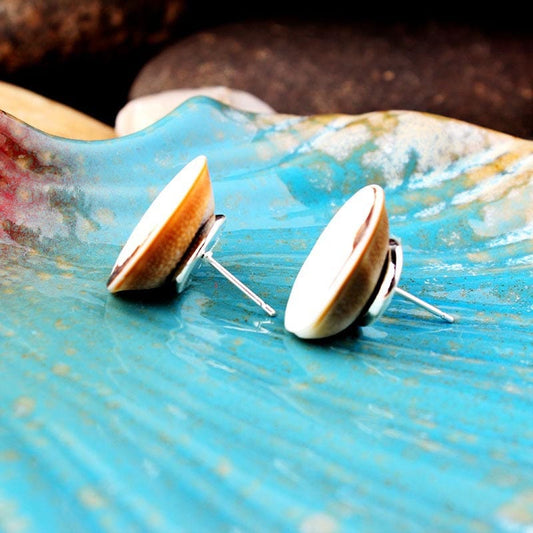 Sliver Round Seashell Earrings