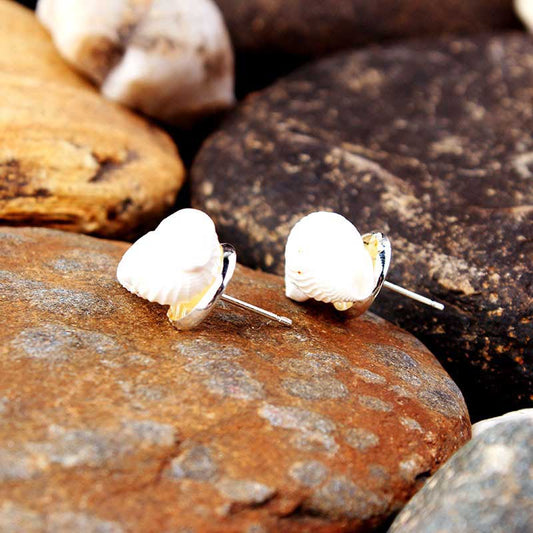 Silver White Shell Earrings