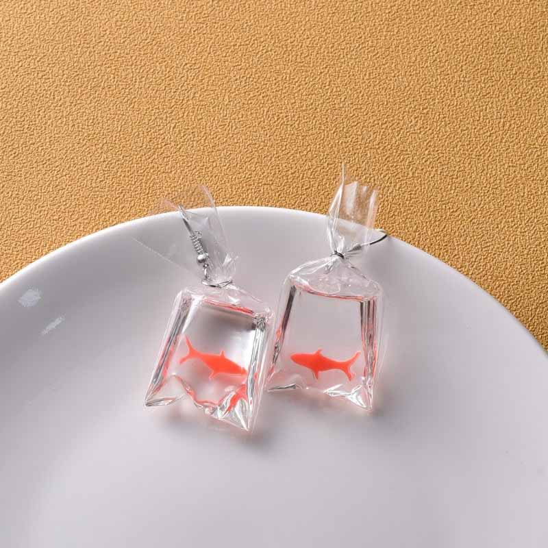 Clear Bag Shark Earrings