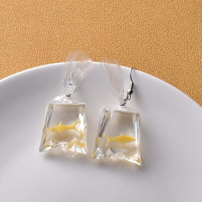 Clear Bag Shark Earrings