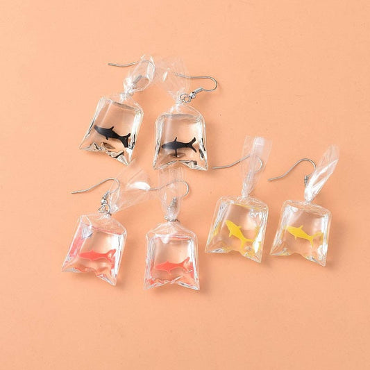 Clear Bag Shark Earrings