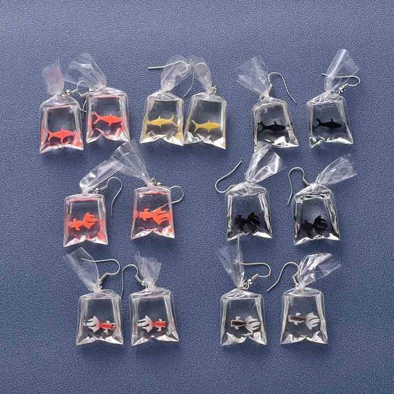 Clear Bag Shark Earrings