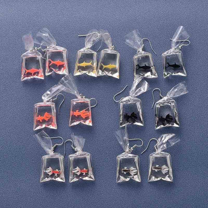 Clear Bag Shark Earrings