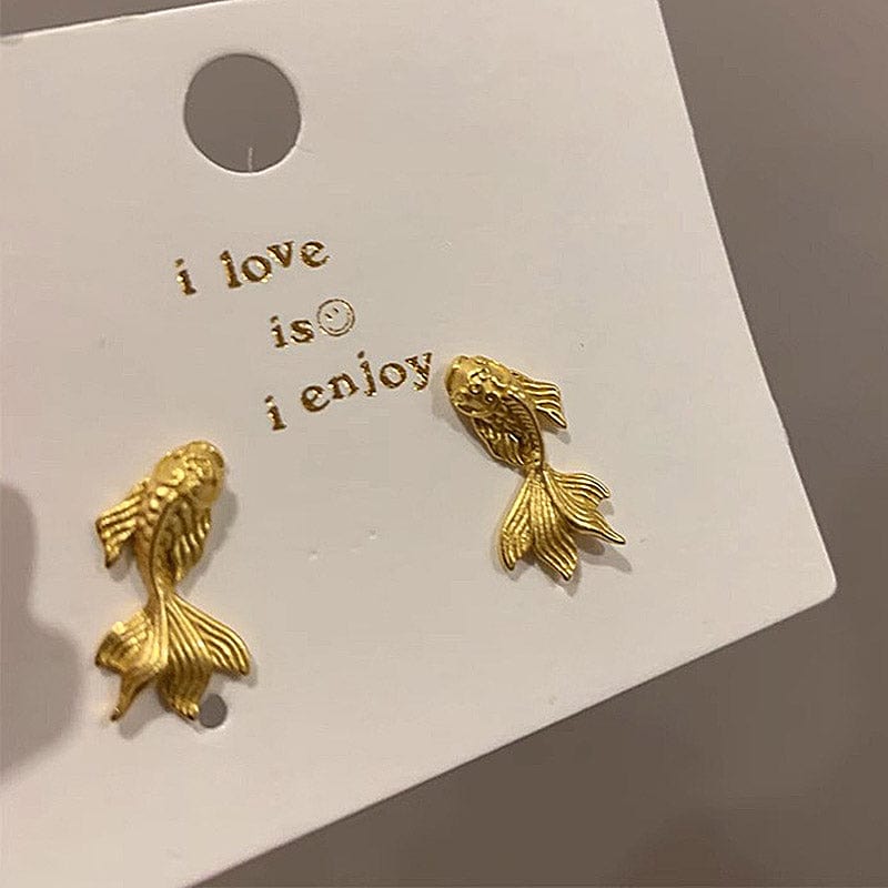 Golden Little Goldefish Earrings