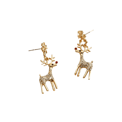 Golden Snowflake Elk Earrings