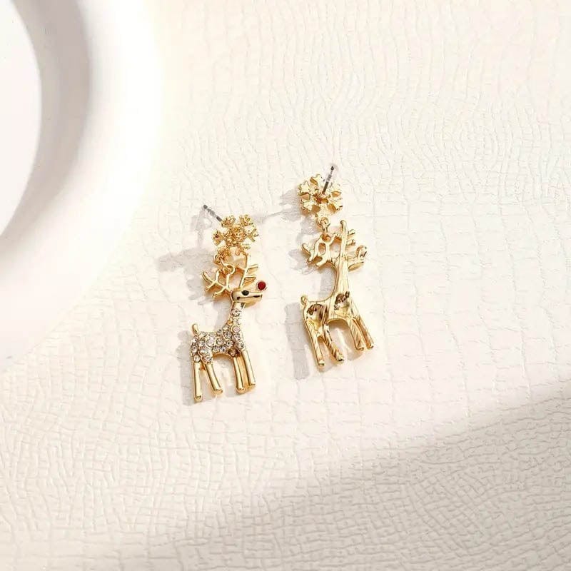 Golden Snowflake Elk Earrings