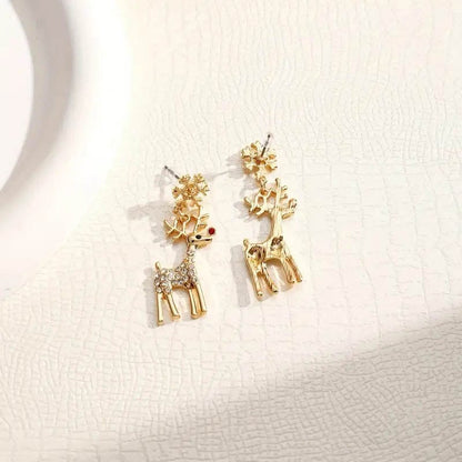 Golden Snowflake Elk Earrings