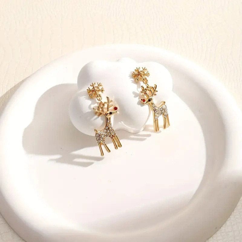 Golden Snowflake Elk Earrings