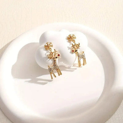 Golden Snowflake Elk Earrings
