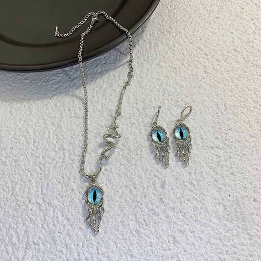 Silver Evil Eye Jewelry Set