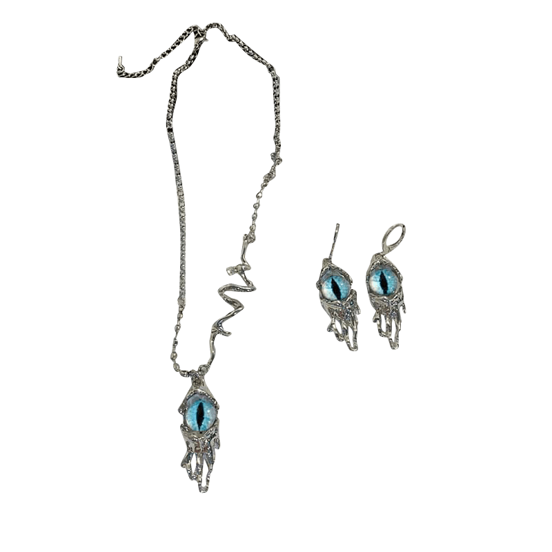 Silver Evil Eye Jewelry Set