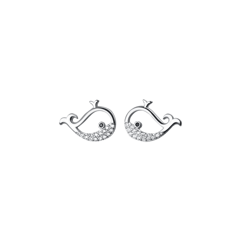 Silver Little Whale Earrings