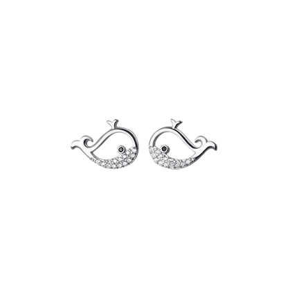 Silver Little Whale Earrings