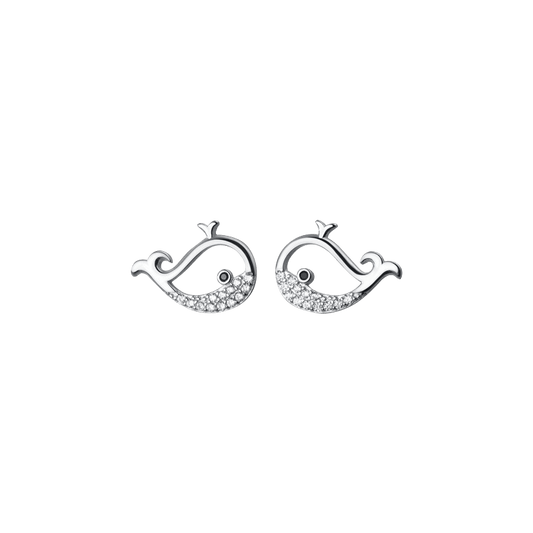 Silver Little Whale Earrings