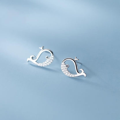 Silver Little Whale Earrings
