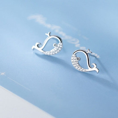 Silver Little Whale Earrings