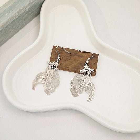 Silver Long Tailed Koi Earrings