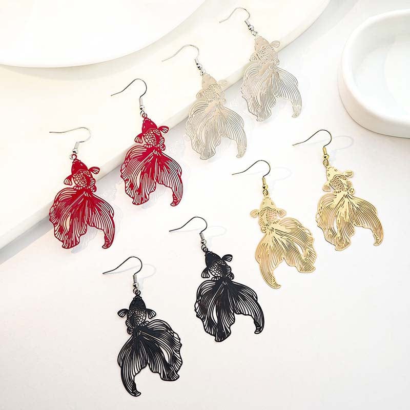 Silver Long Tailed Koi Earrings