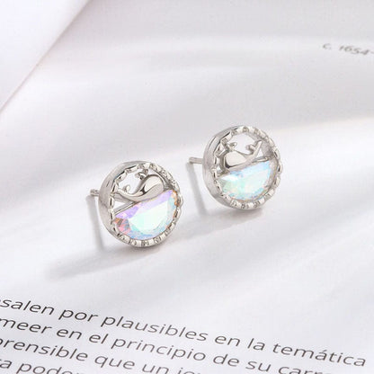 Silver Colored Diamond Little Whale Earrings
