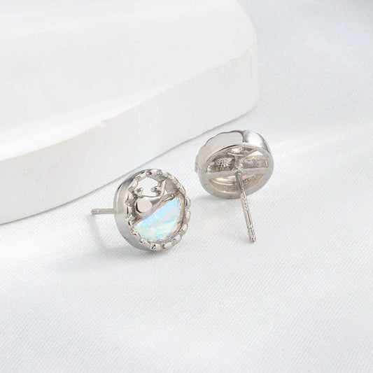 Silver Colored Diamond Little Whale Earrings